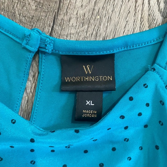 High Neck Sleeveless Tank in Teal with Black Polka Dots, XL Extra Large - Picture 5 of 6